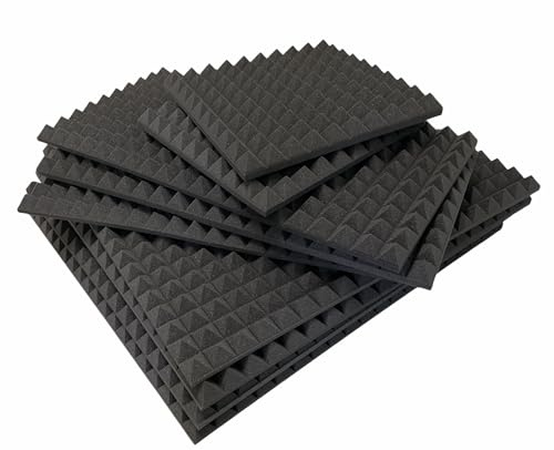 Pannello fonoassorbente 5,5 Cm piramidale per correzione audio in poliuretano (100x50x5,5, Antracite classico) insonorizzanti isolamento acustico isolante per udito