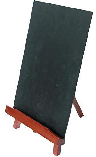 SECURIT Tisch-Staffelei mit Kreidetafel, A4, lackiert, mahagonifarben, JUN-M-A4, schwarz