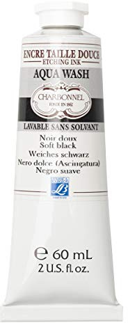Lefranc & Bourgeois Aqua Wash - wasserabwaschbare Kupferdruckfarben, 60ml Tube - Weiches Schwarz