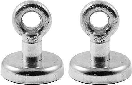 Magnetastico | 2 Stück Neodym N35 Ösenmagnet 32 mm Ø | Haftkraft 34.0 Kilogramm | 2x Super starker Neodymium Topfmagnet mit Öse BZW. Ringschraube verzinkt | Magnet Öse extra stark, Magnet mit Öse