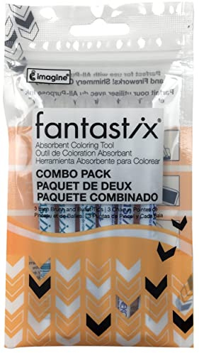 Tsukineko FX300006 6-Pack Fantastix, Brush/Bullet Tip Combo for All Purpose Ink