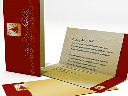 Weihnachtskarten Set | Frohe Weihnachten | 10 Motivpapier DIN LANG | 10 Briefumschläge | Kuvert im DIN LANG-Format | Karten Set