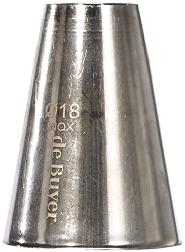 De Buyer - Douille en inox unie - Diamètre 1,8 cm - En Inox, Idéale pour Décorer, Garnir et Remplir, Sans Soudure pour Hygiène Parfaite, S'Adapte aux Poches Pâtissières, Argent