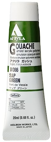 Holbein Acryla Gouache Artists akrylpolymeremulsion, 20 ml sapgrön (D066)
