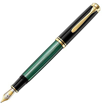 Pelikan Füllhalter Souverän 800, Schwarz-Grün, Feder M (mittel), hochwertiger Kolbenfüller im Geschenk-Etui, 995712