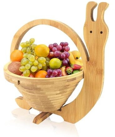GMMH Cesto Pieghevole bambù Cesto di Frutta Decorativo Ciotola portafrutta in Legno Pieghevole a Forma di Lumaca