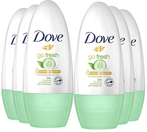 6 x Dove Go Fresh Cucumber & Green Tea Scent Roll On 50ml