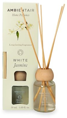 Ambientair Home Perfumes. Difusor de Varillas perfumadas Aroma Jazmín. Ambientador Mikado Aroma Jazmín. Difusor 50 ml con palitos de ratán.