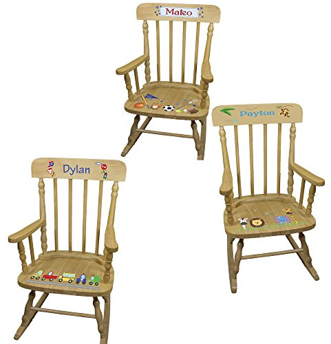 My Bambino Personalized Wooden Rocking Chair for Kids | Boys Wood Rocking Chair | Custom Name Toddler Chair | Baby Shower & Birthday Gift