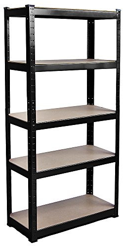 Home Vida 5 Tier Black Heavy Duty Adjustable Steel Garage Shelving Unit (H) 1500mm (W) 700mm - 875kg Weight Capacity