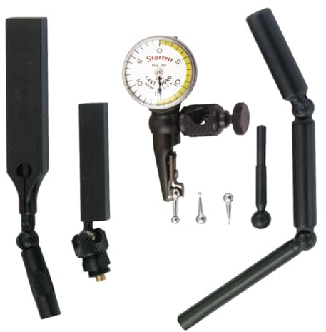Starrett 711 Last Word Dial Test Indicator with All Attachments - White Half Shaded Face, .030 Range, 0-15-0 Dial Reading, .0005 Graduation - 711LCSZ