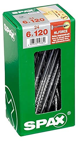 Lot de 24 vis acier tęte fraisée bombée torx SPAX, Diam.6 mm x L.120 mm