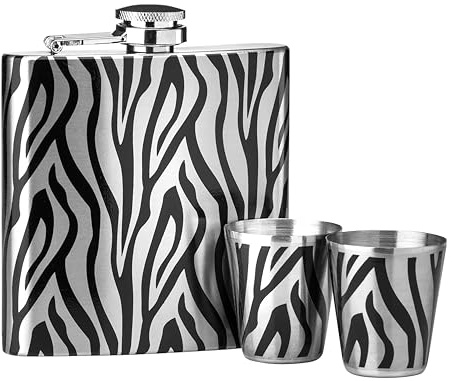 Premier Housewares en Acier Inox 6 oz Flasque Motif zèbre