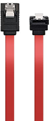 Ewent Cavo SATA III, Velocità 6Gbits con Clips in metallo, SATA L-Type angolare 90°, Rosso, 0.7 m