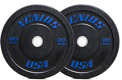 Xenios USA Gummi Bumper Plate mit Innerem Ring aus Edelstahl, Schwarz, 20 kg, XSBPRBPL20