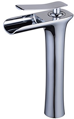 Beelee BL9009H Robinet Cascade Mitigeur Chromé En Laiton Carré Mono Levier de Commande surélevé Pour Lavabo Lave Mains Robinetterie Salle de Bains