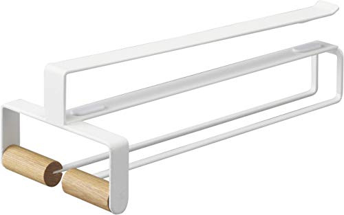 YAMAZAKI 3157 TOSCA Colgador para copas de vino debajo del estante, blanco, Acero/Madera, minimalista, 11 x 26 x 8 cm