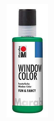 Marabu 04060004067 – fönster färg fun & fancy, juicegrön 80 ml, vattenbaserad fönsterfärg, avtagbar på släta ytor som glas, speglar, kakel och folie