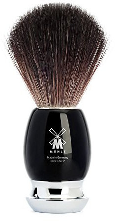 MÜHLE Vivo Rasierpinsel - Rasurpinsel aus Black Fibre - Griff aus schwarzem Edelharz und Metallakzenten - vegan