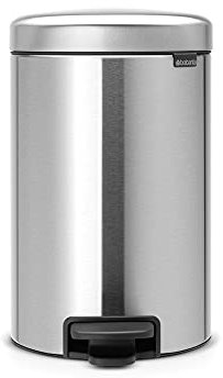 Brabantia Pedal Bin Newicon Pattumiera a Pedale, Secchio Interno in Plastica, Inox Satinato, 12 lt
