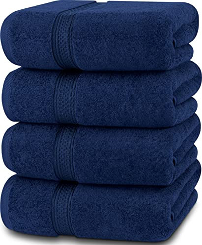 Utopia Towels - 4 Piece Bath Towels Set (69 x 137 CM) - Premium 100% Ring Spun Cotton - Quick Dry, Highly Absorbent, Soft Feel Towels, Perfect for Daily Use (Navy)
