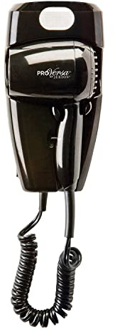 Jerdon Wall-Mount Hair Dryer - Black Hotel Style Hair Dryer with 32 Power Cord - JWM8CB