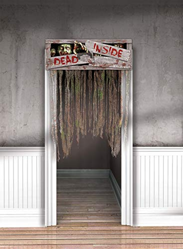 Amscan 240996-55 - Türvorhang Dead Inside, Größe 137,1 x 96,5 cm, Textil, Hängedekoration, Gruselhaus, Halloween
