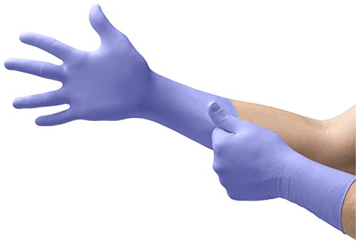 Microflex Ansell 93-853 Einweg-Nitrilhandschuhe, Chemikalien- und Flüssigkeitsschutz, Schutz bei Mechanik-, Industriel- und Chemikalienarbeiten, Blau, Größe 3XL (40 Handschuhe)