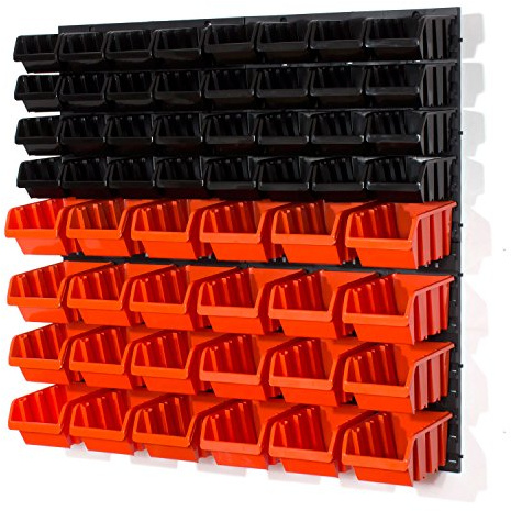 Prosperplast 60 tlg Wandregal Lagerregal Stapelboxen Gr.2, Gr.3 orange schwarz Regal Lager