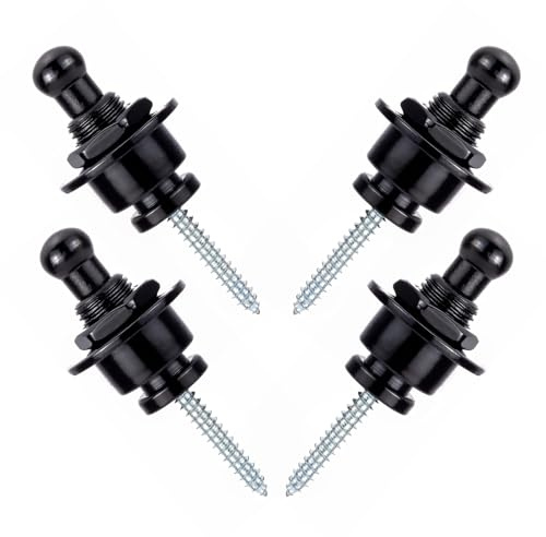 Unxuey 4pcs Guitar Strap Lock Rundkopf Black Guitar Bass Strap Locks