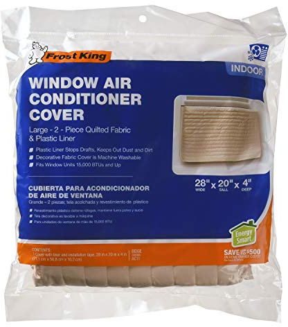 Frost King, Large, fits units up to 20 x 28 AC11H Indoor Quilted 2-Piece Standard Air Conditioner Cover, 20in Wide x 28in Long, Beige