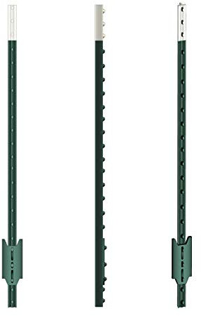 VOSS.farming T-Pfosten 152cm 10 Stück, Metallpfahl Festzaunsystem, Hochwertige Qualität Grün, T-Post, Zaunpfahl, Weidezaun