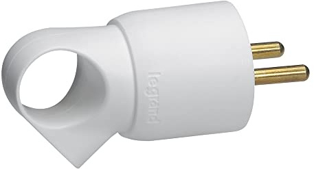 LEGRAND | Fiche Mâle Plastique 2P+T 16A À Anneau, Serre-Câble À Vis Pour Câble 3x1,5 mm² Max, Blanc, Livrée En Blister Brochable