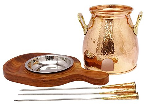 IBA Indianbeautifulart Table De Cuivre Tandoor Restaurant Ustensiles De Cuisine Restaurant Plats Chauffe Plateau en Bois