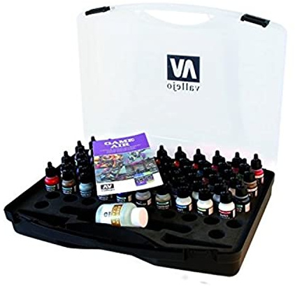 Vallejo - Maletín Game Air 51 Peintures, 8 Imprimations, 3 Vernis, 1 Diluant, 1 Médium, Carte de Couleurs - Kit Complet pour Aérographe et Modélisme