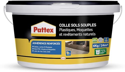 PATTEX Colle sols souples plastiques (Seau 6 kg) , moquettes et revêtements naturels - adhérence renforcée, formule sans solvant