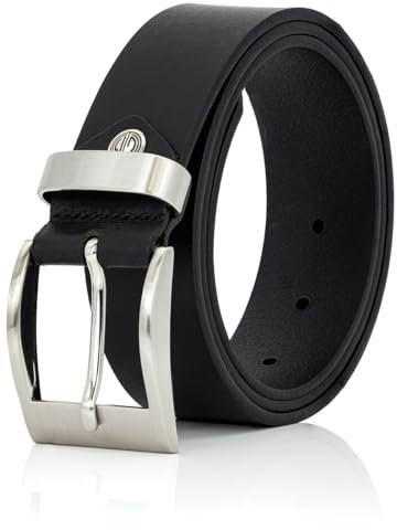 LINDENMANN Leder-Gürtel Herren 40 mm breit, Gürtel Herren Echt-Büffel-Leder Gürtel, Ledergürtel, Jeans-Gürtel schwarz, Größe/Size:Bundweite 120 cm Gesamtlänge 135 cm W 47.2 XXL