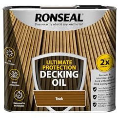 Ronseal Ultimate Protection Decking Oil Teak 2.5L | Nourishes and protects decking. Water repellent, UV resistant and helps prevent splitting.
