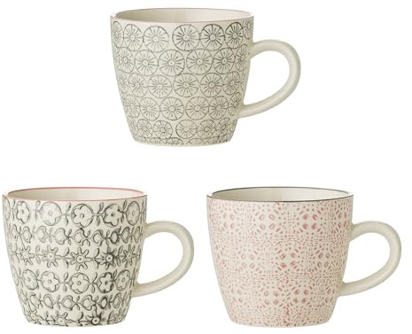 Bloomingville kleine Tassen Cecile, rosa grau, Keramik, 3er Set, 7,5cm