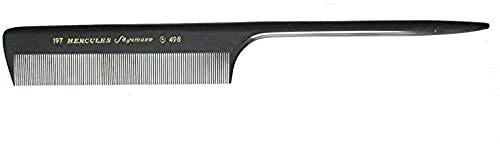 HERCULES SÄGEMANN - 197-498 | 8,5 Zoll Kamm aus hochwertigem Ebonit | Stielkamm für Frisuren und separieren einzelner Haarsträhnen | Extra feine Zahnung | Farbe: Schwarz