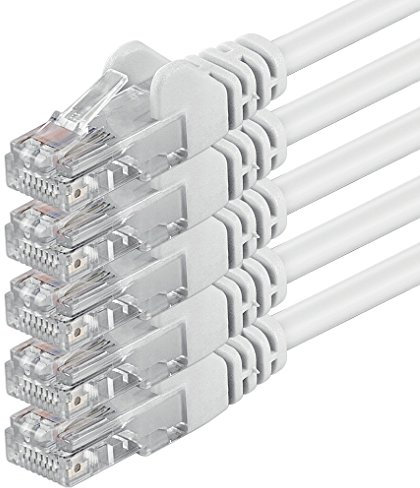 1aTTack.de 5X 10m Câble Réseau Cat6 Cat 6 - RJ45 Ethernet LAN DSL Routeur Modem - Blanc