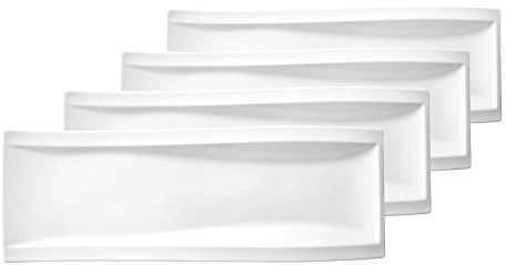 Villeroy & Boch 10-2525-2596 NewWave Antipastiteller Edler Premium, Porzellan, weiß, 44 x 17 x 9,5 cm, 4-Einheiten, 4er Sets