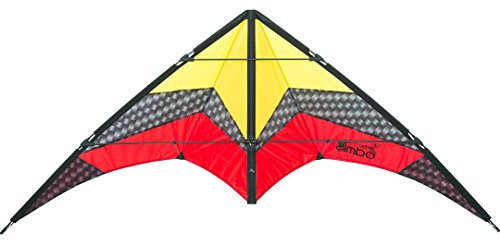 HQ Design - Limbo II Lenkdrachen Zweileiner Flugdrachen Allround Drachen für Kinder und Erwachsene ab 10 Jahren 67x155cm inkl. 40kp Polyesterschnüre 2x20m 2-6 Bft (Lava)