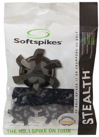 SOFTSPIKES Unisex Adult Black Stealth Golf Cleats, Black/Silver, Clamshell US