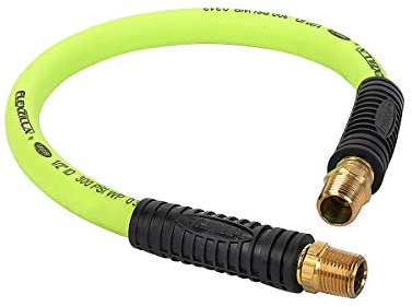 Flexzilla Swivel Whip Air Hose, 1/2 in. x 2 ft. (1/2 in. MNPT Swivel x 1/2 in. MNPT Ends), Heavy Duty, Lightweight, Hybrid, ZillaGreen - HFZ1202YW4S