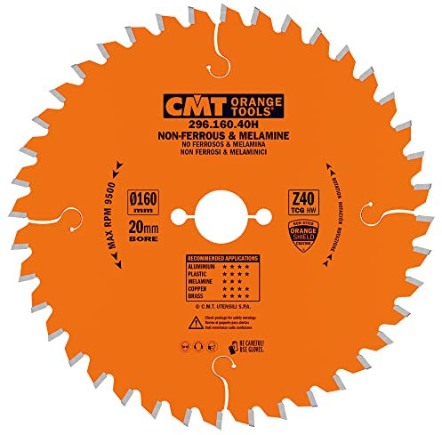 CMT Orange Tools Kreissägeblatt HW 160 x 2,2 / 1,6 x 20 Z=40 TCG - 296.160.40H - für eisenfreies Material, Plastik und Laminat