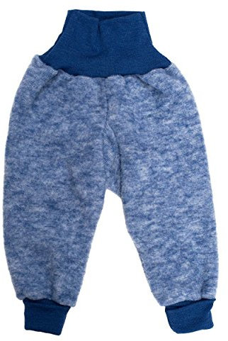 Cosilana Baby Hose mit Bund aus weichem Wollfleece, 100% Schurwolle kbT (98/104, Marine-Melange)