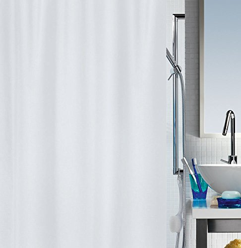 Spirella 1 Schimmel Duschvorhang-Anti-Bakteriell, waschbar, wasserdicht-Polyester, „Primo “ 180x180cm Weiß, White, 180 x 180 cm