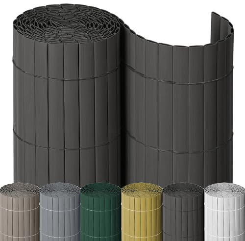 NOOR Tapis brise-vue en PVC - Résistant aux intempéries - Pour balcon, terrasse et jardin - Revêtement de balcon stable comme brise-vue - Montage facile du panneau de clôture - Anthracite - 90 cm x 3