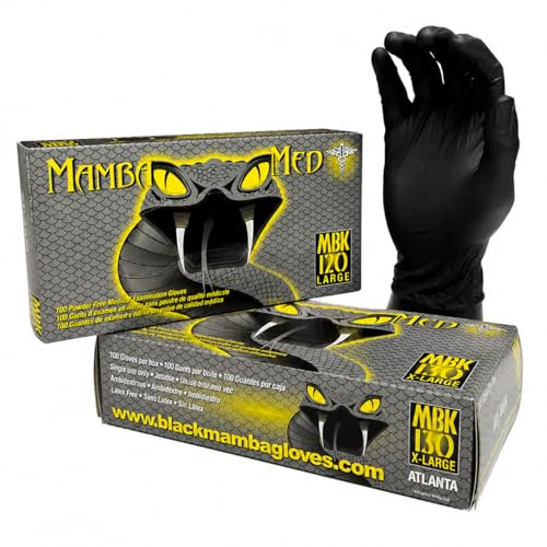 Black Mamba Lot de 100 Gants d'entretien en Nitrile, Noir, Taille XL